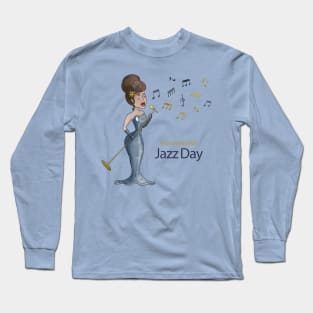 Woman Singing jazz day Long Sleeve T-Shirt